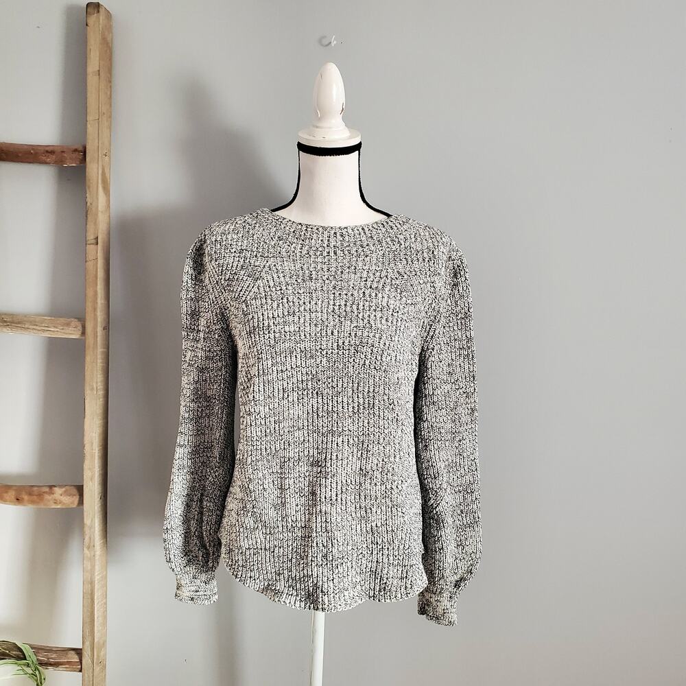 GAP Women's Gray Cable Knit Bishop Sleeve Sweater S